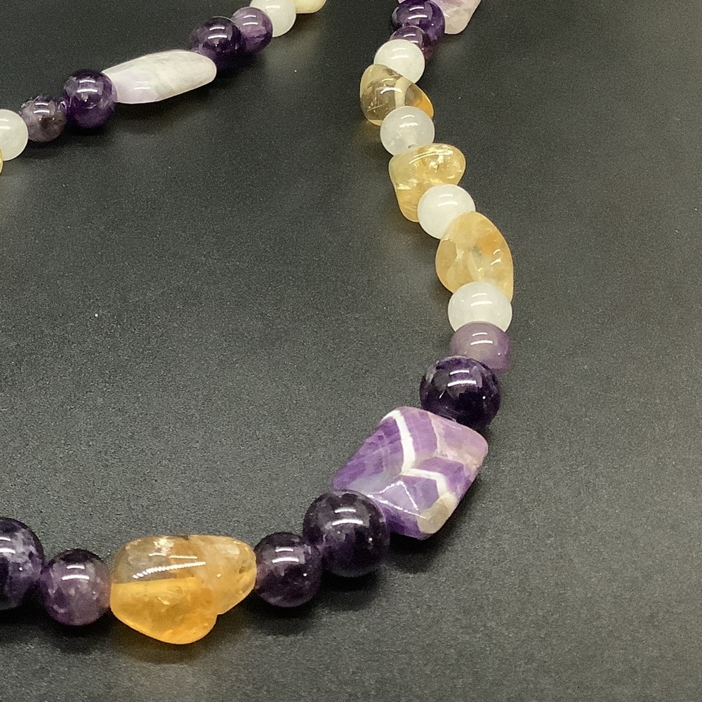 💥 Amethyst & Citrine Handmade Bead Boho Necklace